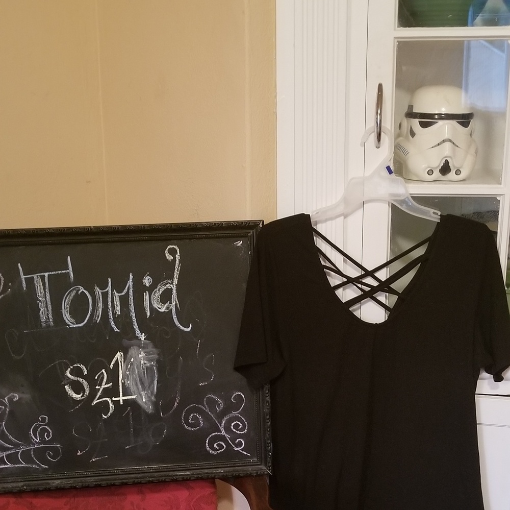 Black top with criss cross detail